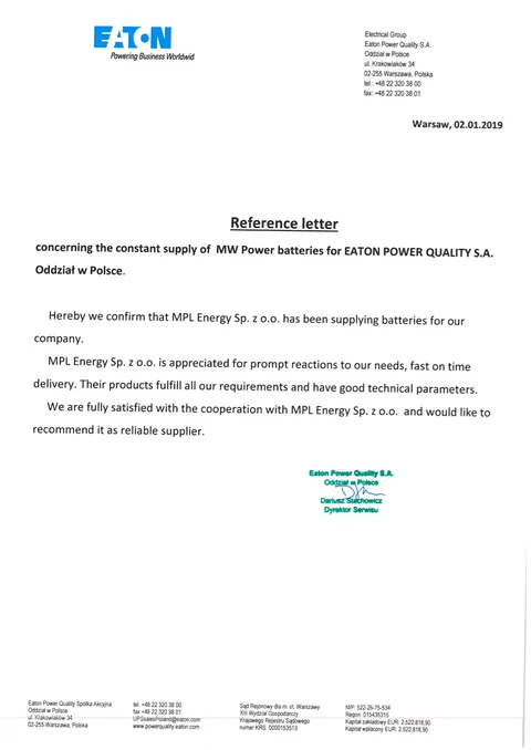 Referencja EATON dla MPL Energy